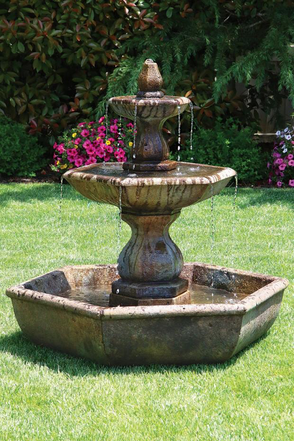 *DISCONTINUED* #3553 44" Two Tier Boca Hex Fountain on Hexagonal Pool