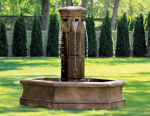 #3774 76" Volterra Column Fountain on 6' Hex Pool