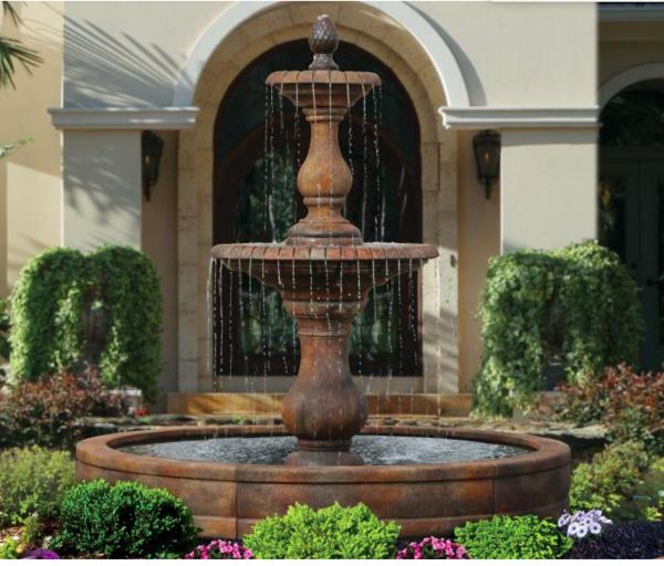 #3785 Two Tier Hampton Fountain with Surround and 8' Fiberglass Pool