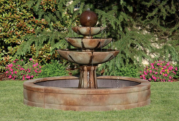 *DISCONTINUED* #3515 64" Tranquility Sphere Fountain with Surround and 6' Fiberglass Pool